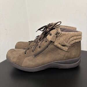 Aravon Rev Stridarc Waterproof Low Boot Women's Size 12 Leather Upper Brown Shoe